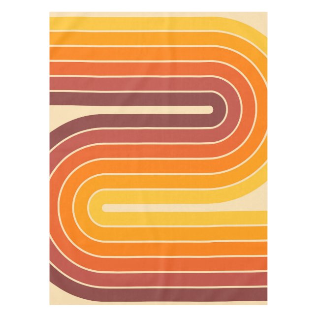 70s Retro Vintage Style Geometric Design Tablecloth (Front)