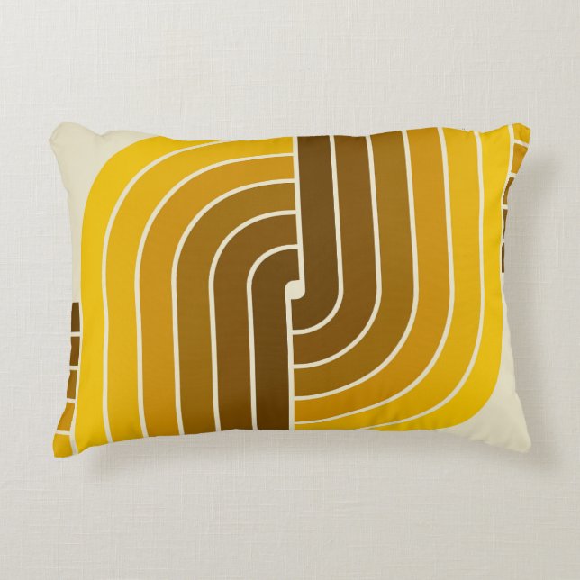 70s Retro Vintage Style Geometric Pattern Accent Pillow (Front)