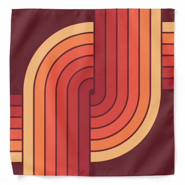 70s Retro Vintage Style Geometric Pattern Bandana (Front)