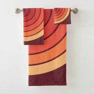 70s Retro Vintage Style Geometric Pattern Bath Towel Set