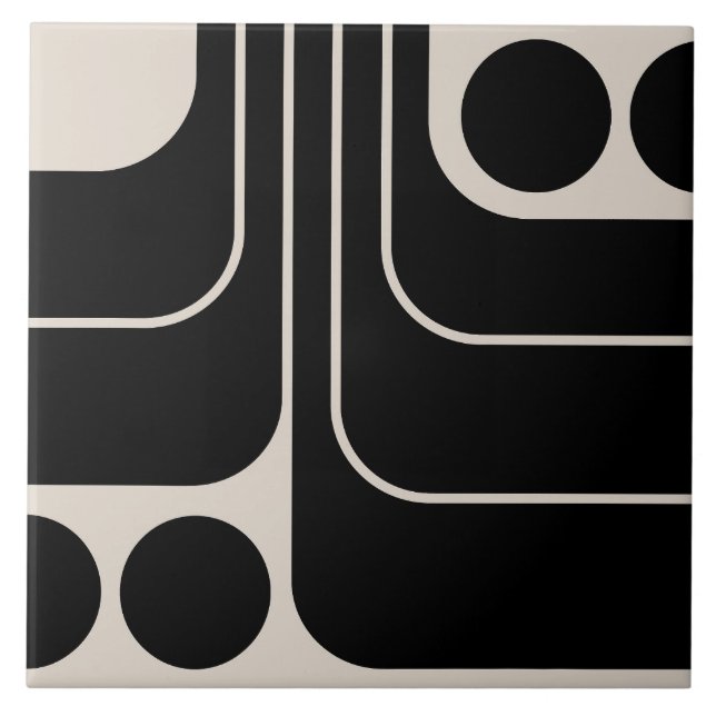 70s Retro Vintage Style Geometric Pattern Ceramic Tile (Front)