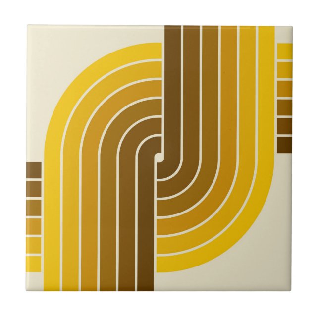 70s Retro Vintage Style Geometric Pattern Ceramic Tile (Front)