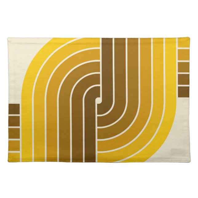 70s Retro Vintage Style Geometric Pattern Cloth Placemat (Front)