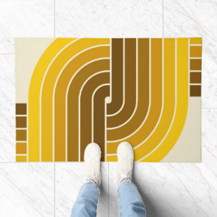 70s Retro Vintage Style Geometric Pattern Doormat