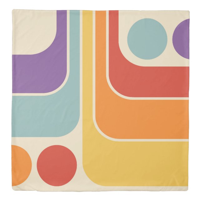 70s Retro Vintage Style Geometric Pattern Duvet Cover (Front)