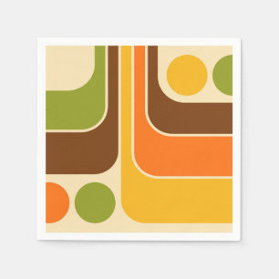 70s Retro Vintage Style Geometric Pattern Napkins