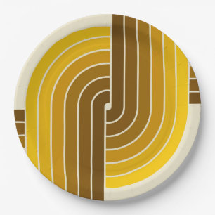 70s Retro Vintage Style Geometric Pattern Paper Plates