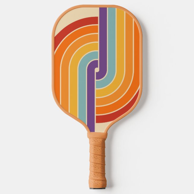 70s Retro Vintage Style Geometric Pattern Pickleball Paddle (Front)