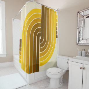 70s Retro Vintage Style Geometric Pattern Shower Curtain
