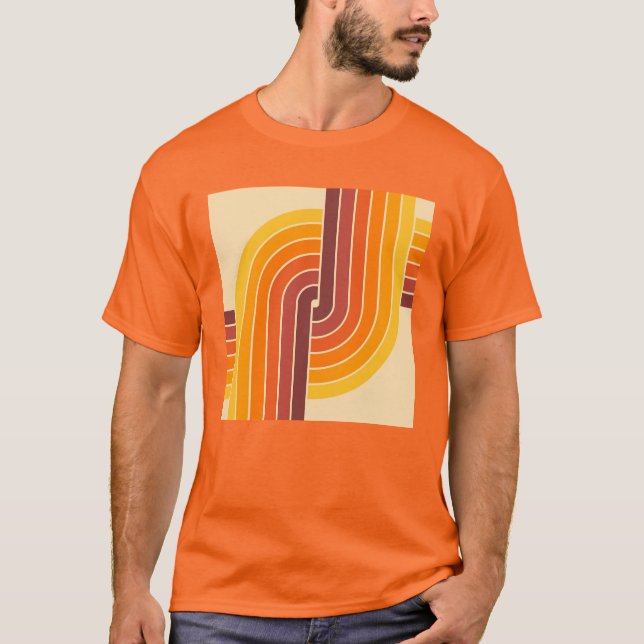 70s Retro Vintage Style Geometric Pattern T-Shirt (Front)