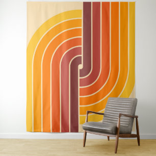 70s Retro Vintage Style Geometric Pattern Tapestry