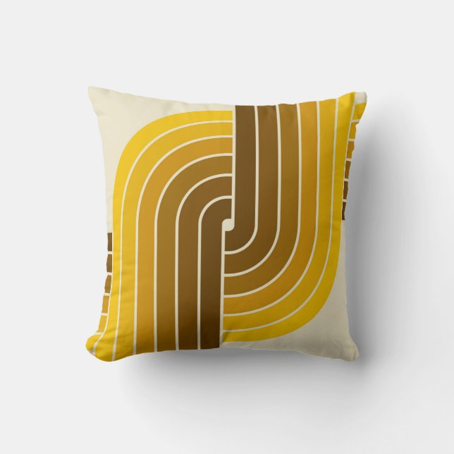 70s Retro Vintage Style Geometric Pattern Throw Pillow (Front)