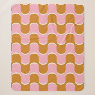 70s retro vintage wavy pattern in gold and pinkwav sherpa blanket