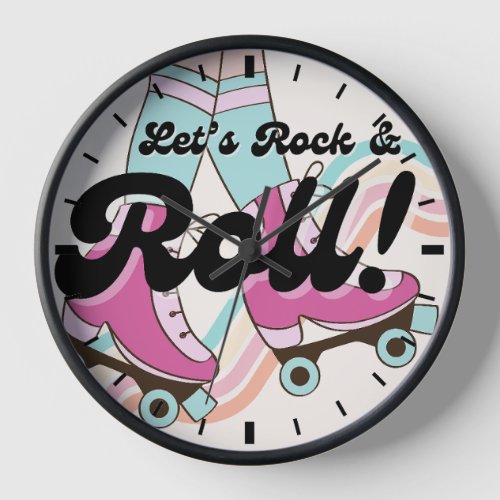 70s Rock and ROLL Roller Skating Decor Retro Room Clock
