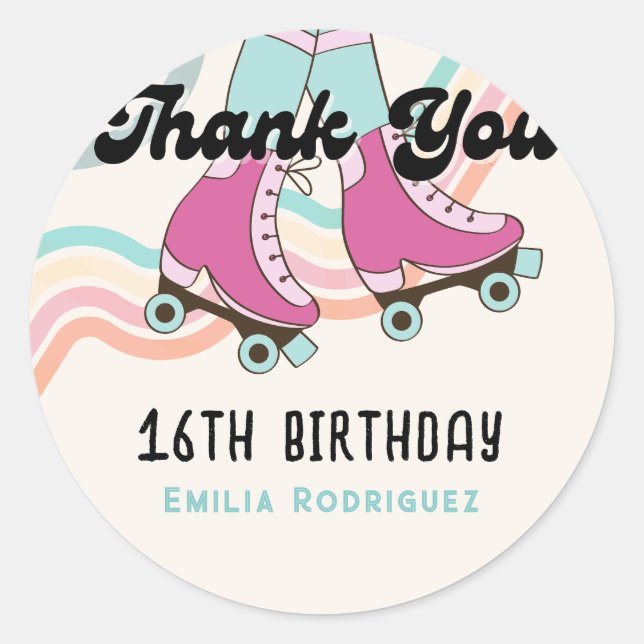 70s Rock and ROLL Roller Skating Party Favors Gift Classic Round Sticker (Front)
