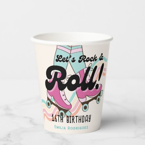 70s Rock and ROLL Roller Skating Party Favors Paper Cups