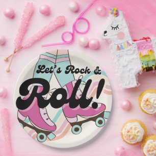 70s Rock and ROLL Roller Skating Party Favors Paper Plates
