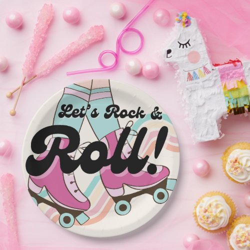 70s Rock and ROLL Roller Skating Party Favors Paper Plates