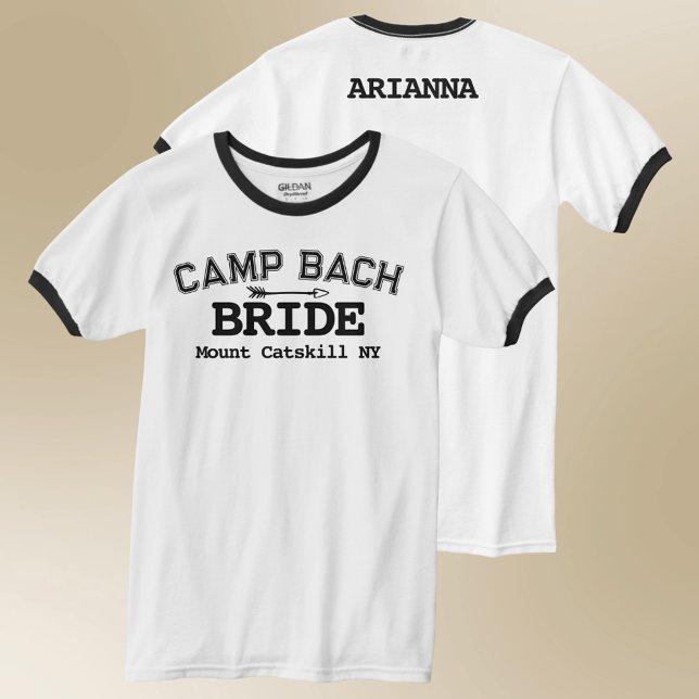 70s Rustic Retro Bach Camp Front and Back Print T-Shirt (Retro ringer tree personalized front and back for your Camp Bach)