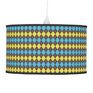 70s Scottish Tartan-Pattern Ceiling Lamp