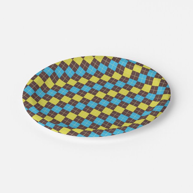 70s Scottish Tartan-Pattern Paper Plates (Angled)