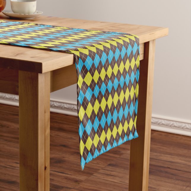 70s Scottish Tartan-Pattern Short Table Runner (In Situ)