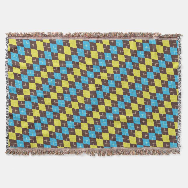 70s Scottish Tartan-Pattern Throw Blanket (Front)