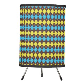 70s Scottish Tartan-Pattern Tripod Lamp