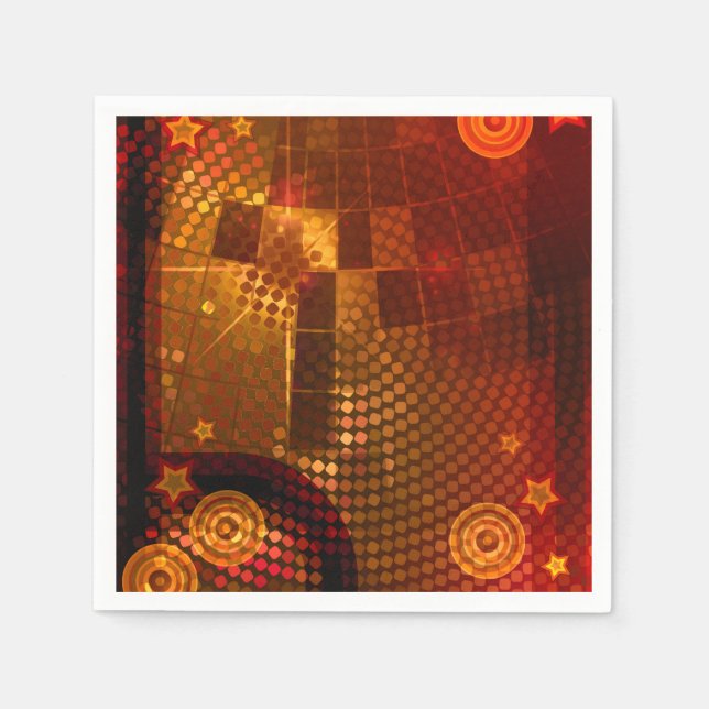 70's Seventies Orange Disco Dance Birthday Party Paper Napkins (Front)