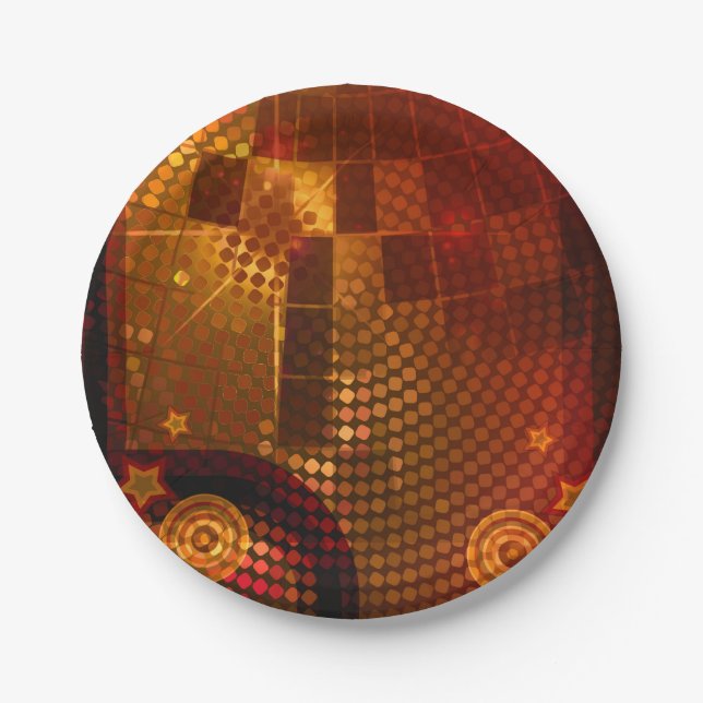 70's Seventies Orange Disco Dance Birthday Party Paper Plates (Front)