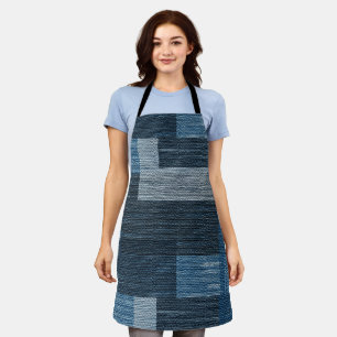 70's Style Blue Jean Plaid Apron