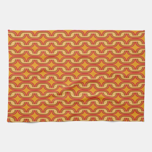 70s style chain pattern kitchen towel (Horizontal)