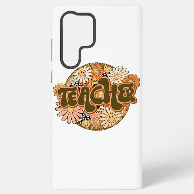 70s Style Floral "Teacher" Appreciation Samsung Galaxy Case (Back)