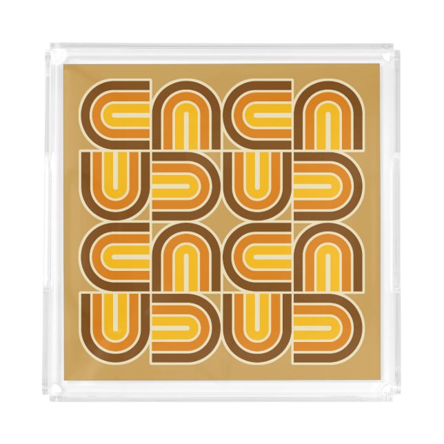 70s Style Geometric Arch Pattern Acrylic Tray (Front)