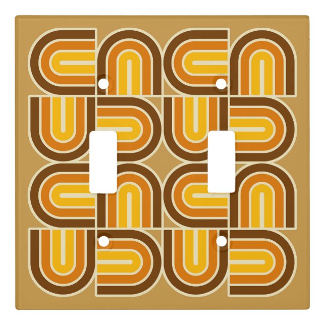 70s Style Geometric Arch Pattern Light Switch Cover (Front)