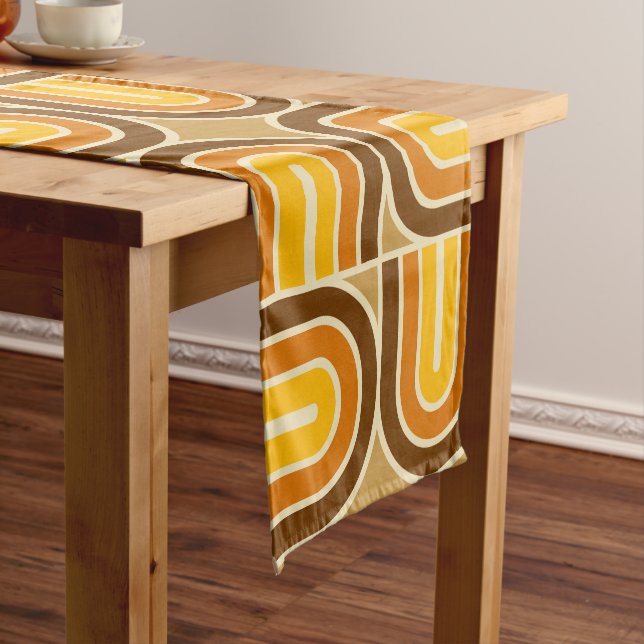 70s Style Geometric Arch Pattern Short Table Runner (In Situ)