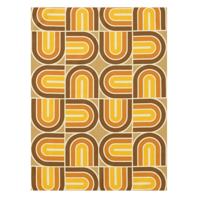 70s Style Geometric Arch Pattern Tablecloth (Front)