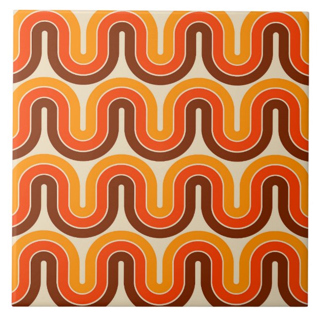 70s Style  Geometric Design Ceramic Tile (Front)