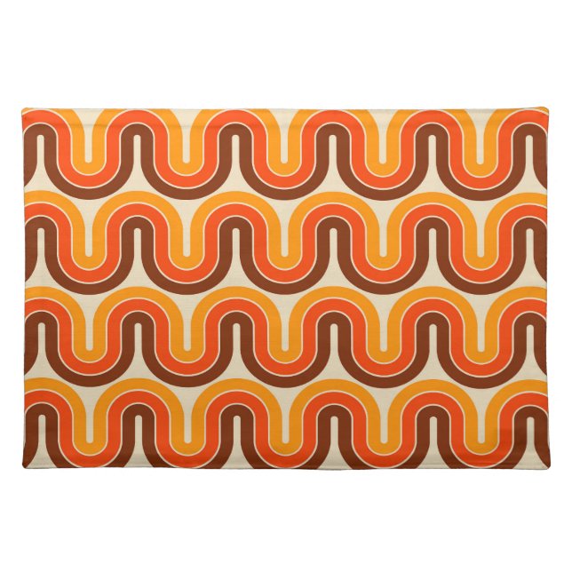 70s Style  Geometric Design Cloth Placemat (Front)