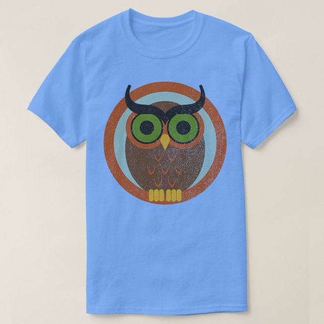 70s Style Owl faded Baseball T-Shirt (Design Front)