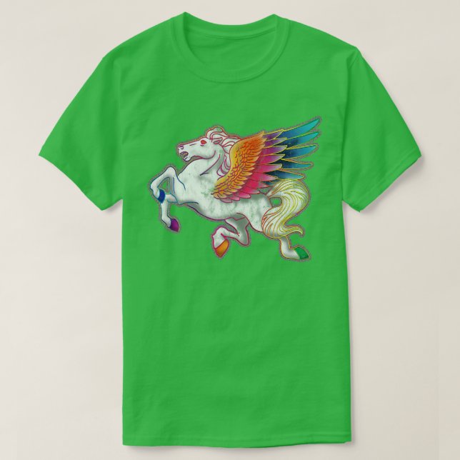 70s Style Rainbow Pegasus T-Shirt (Design Front)