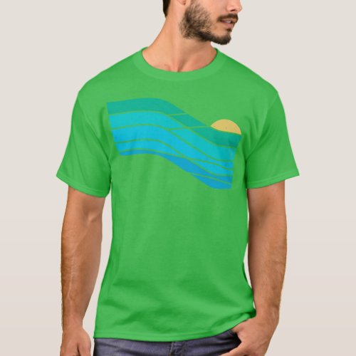 70s Sunset Ocean waves T_Shirt