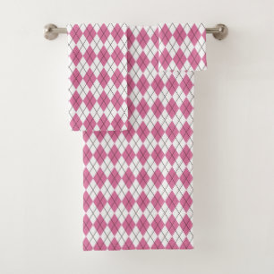 70s Tartan-Pattern Pinky Bath Towel Set