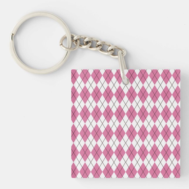 70s Tartan-Pattern Pinky Keychain (Front)