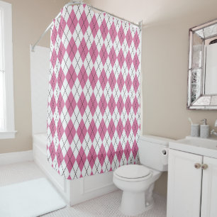 70s Tartan-Pattern Pinky Shower Curtain