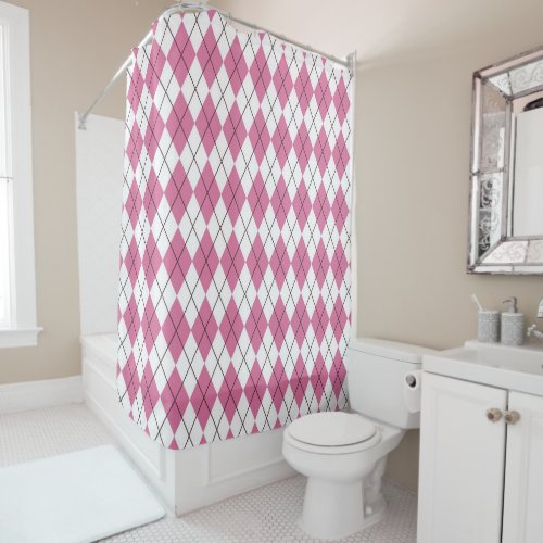 70s Tartan_Pattern Pinky Shower Curtain