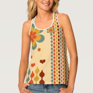 70's Theme Colors Pattern Flowers Tank Top
