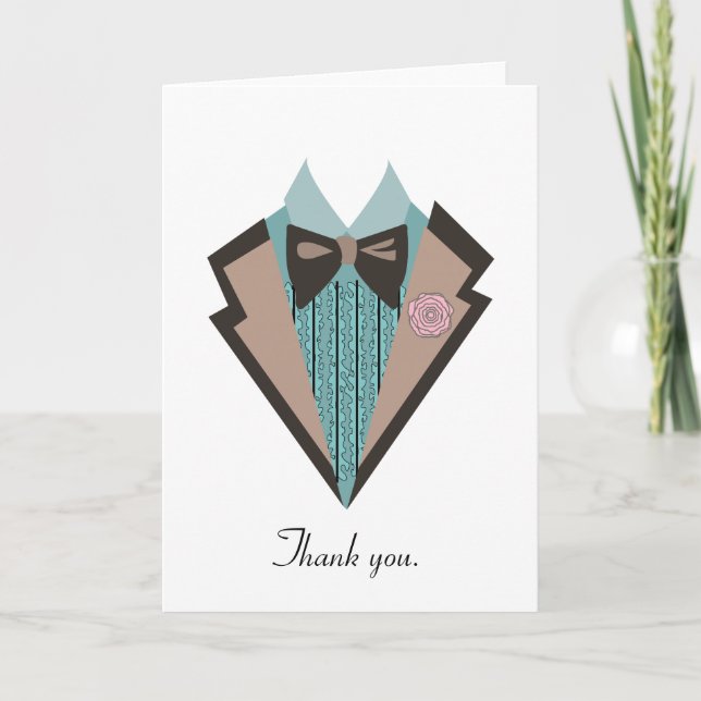 70s tux Thank you. Letterpress Thank You Card (Front)