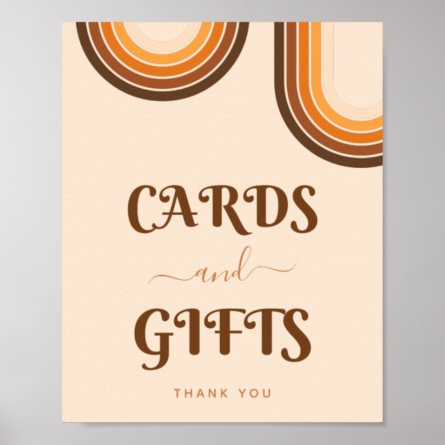 70s Typography Retro Rainbows Cream Cards Gifts Po Poster (Front)