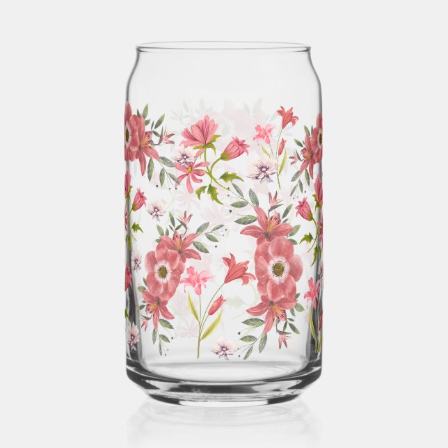 70s vibe  flowers can glass (Left)